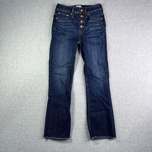 J.Crew Billie Demi Boot Crop Jeans Women's 23 (24") Stretch Button Fly Raw Hem